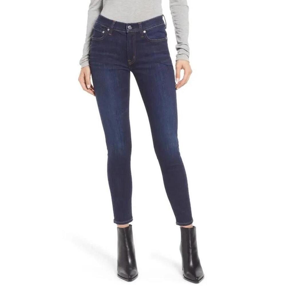 NWT! EDWIN Dark Blue L.U.V. Wash PIXIE 9" Mid Rise Skinny Jeans Size 34